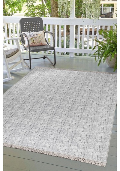 Arya Vl Çift Taraflı,katlanabilir,yıkanabilir,yüksek Kalite Pamuk Salon,oturma Odası,balkon Kilim Krem-gri 1