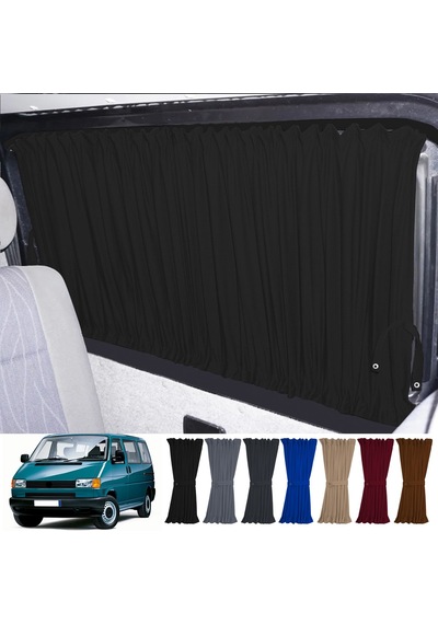 Pandami Volkswagen T4 - Transporter / Caravelle Uzun Şase 1990-2003 Uyumlu Siyah Raylı Oto Perde Takımı