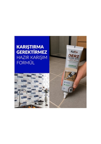 Bej 250 Gr Derz Tamir Seti Hazır Derz Dolgusu, Derz Sökme Aleti, Testere, Spatula Ve Sünger