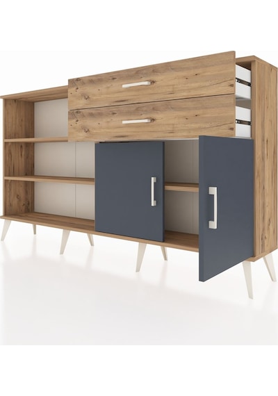 Arges Konsol 3 Raflı 2 Çekmeceli 2 Kapaklı 176x30x99 Çam-antrasit Çam-antrasit/çam Arges Konsol 3 Raflı 2 Çekmeceli 2 Kapaklı 176x30x99 Çam-antrasit Çam-antrasit/çam