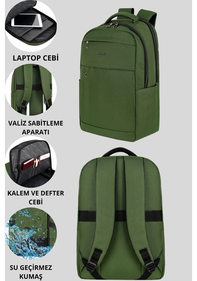 Notebook Cantasi Yesil Galb Leather Yeşil