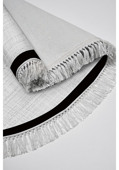 Kaymaz Taban Djt Banyo Mutfak Salon Halı Trend Saçaklı Oval Dokuma Desen E5007 Açık Gri