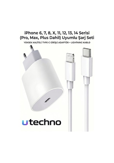 İphone Hızlı Şarj Aleti Adaptör + Lightning Kablo 6 7 8 X 11 12 13 14 Pro Max Plus Uyumlu 25w İos
