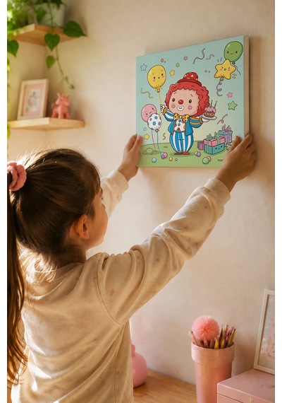 Doğum Günü Palyaçosu Boyama Tuvali Şövalesiz Boya Seti 20x20