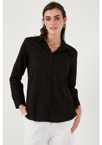 Lela Pamuklu Regular Fit Cepli Bayan Gömlek Cf25S16992 Siyah
