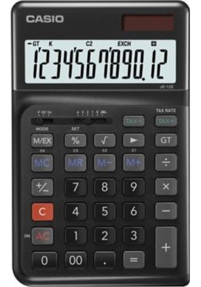 Casio JE-12E-BK Siyah 12 Hane Masa Üstü Ergonomik Tuşlu Hesap Makinesi