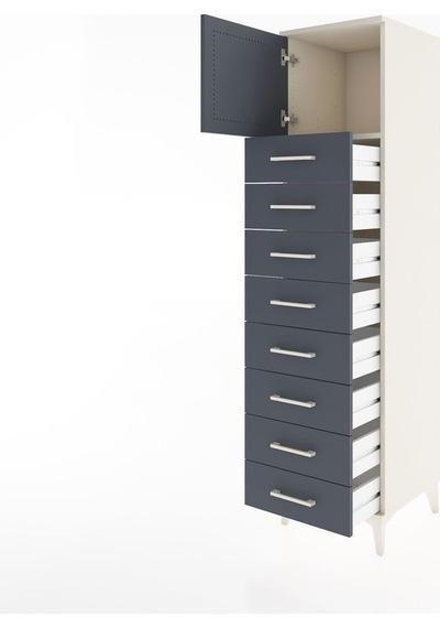 Hyperion Dolap Tek Raflı 8 Çekmeceli Tek Kapaklı 44x44x182 Aytaşı-antrasit Aytası