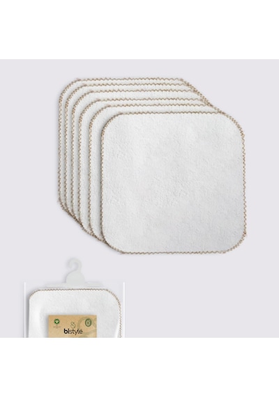 Bistyle Organik 28x28 6'lı Havlu Mendil 90105 Ekru Ekru