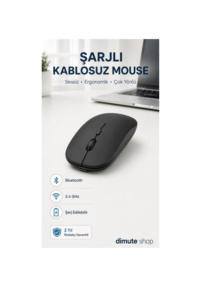 Şarjlı Bluetooth + 2.4ghz Kablosuz Mouse Laptop, Mac, Apple iPad Uyumlu Ve Android Tablet İçin Siyah - 744542242 Diğer Şarjlı Bluetooth + 2.4ghz Kablosuz Mouse Laptop, Mac, Apple iPad Uyumlu Ve Android Tablet İçin Siyah - 744542242 Diğer
