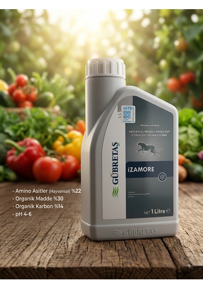İzamore Hayvansal Menşeili Aminoasit İçeren Sıvı Organik Gübre - 1 Litre Bitki Stres Giderici, Hızlı Büyütücü & Şelatlayıcı
