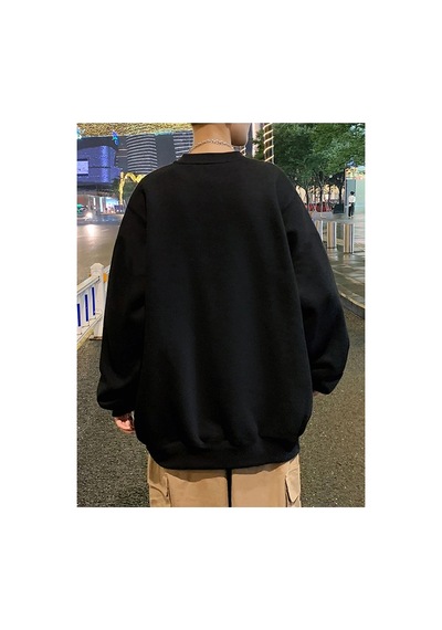 Tarzsokak Unisex Bravely Baskılı Oversize Bisiklet Yaka Sweatshirt Siyah