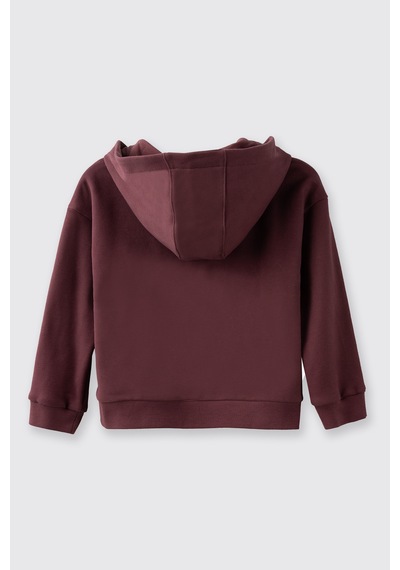 Panço Kız Çocuk Fermuarlı Sweatshirt Bordo