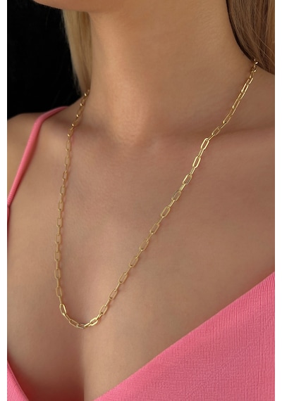 14 Ayar Altın Oval Ataç Zincir 3.60 Mm Sarı Altın