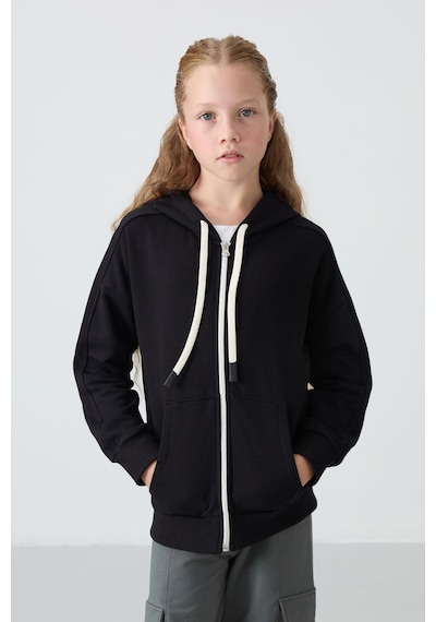 Fermuarlı Pamuklu 2li Paket Siyah-yaban Gülü Kız Çocuk Sweatshirt - 75149 Siyah - Pembe
