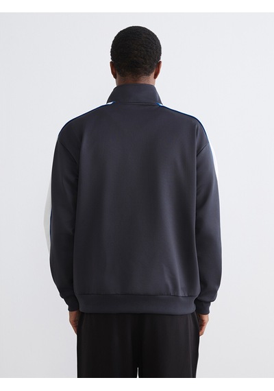 Lc Waikiki Lc Waıkıkı Antrasit Dik Yaka Baskılı Erkek Sweatshirt