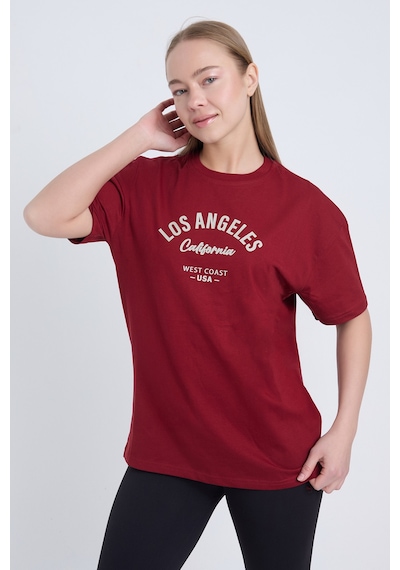 Velvoria Unisex Oversize Bordo Los Angeles T-shirt