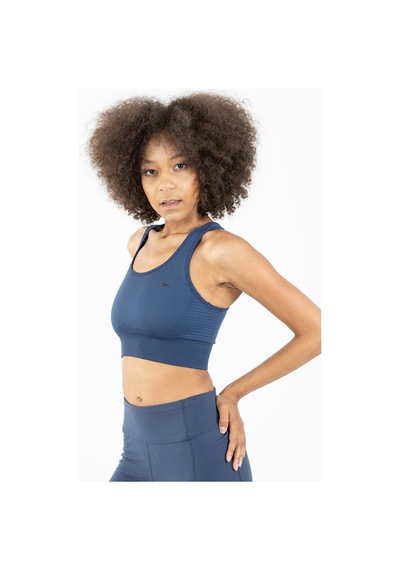 Maraton Active Slimfit Kadın Bisiklet Yaka Kolsuz Fitness Gece Mavisi Bra 813047-Gece Mavisi Koyu Mavi