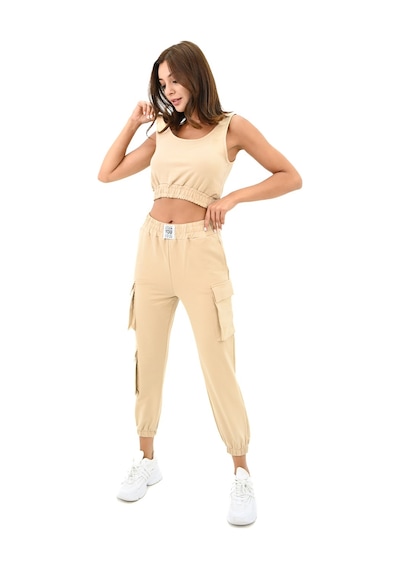 Koza Butik Kadın Askılı Crop Bluz Detaylı Eşofman Takımı 3715-23 001