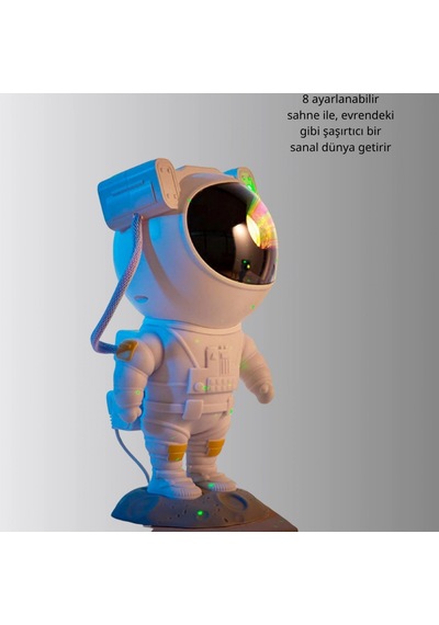 Astronot Yıldız Projektör Lambası 8 Efektli Uzaktan Kumandalı Gece Işığı