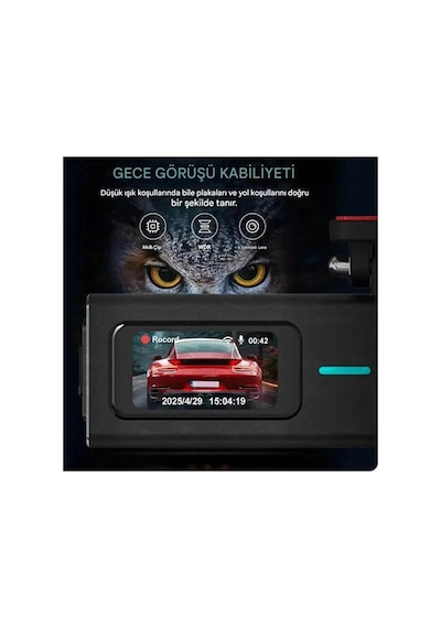 F8 4k Ultra Hd Ekranlı Ön Kamera Video Kaydedici Araç Kamerası Wi-fi, Ir Gece Görüşü, App Kontrol Dashcam