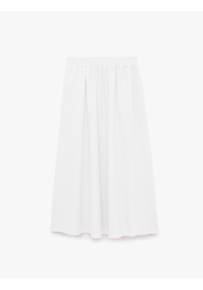 Koton Beli Lastikli Loose Fit Kloş Etek Kırık Beyaz 6sak70241pw Ekru
