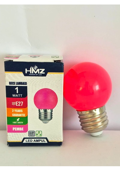 Renkli Dekoratif Led Ampul Gece Lambası Pembe 1 Adet