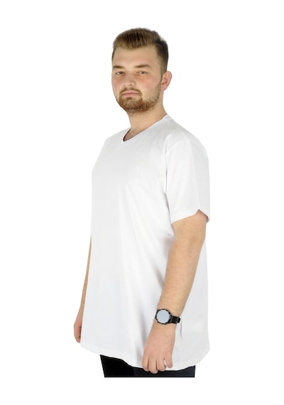 Mode Xl Büyük Beden Erkek Tshirt V Yaka Basic 20032 Beyaz 001