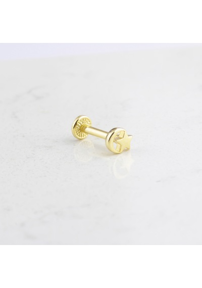 Glorria Altın Ay Yıldız Tragus Piercing Çok Renkli