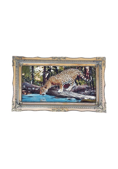 Yabanın Gölgesinde Temalı İran Tebriz Halı Tablo 120x70cm - Duvar Halı Kilim Tablo