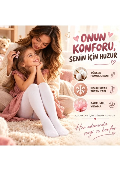 Biçomi Kaşındırmayan Yumuşak Dokulu, Ferah Parfümlü Termal Konfor Külotlu Çorap Beyaz