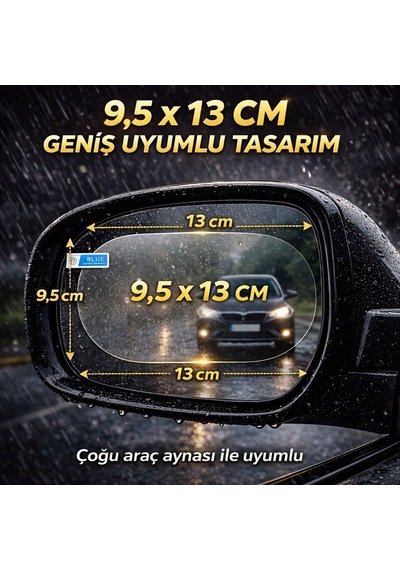 Araç Yan Ayna Yağmur Kaydırıcı Film 2 Adet Anti Fog & Su İtici Dikiz Aynası Koruyucu Net Görüş Güvenli Sürüş