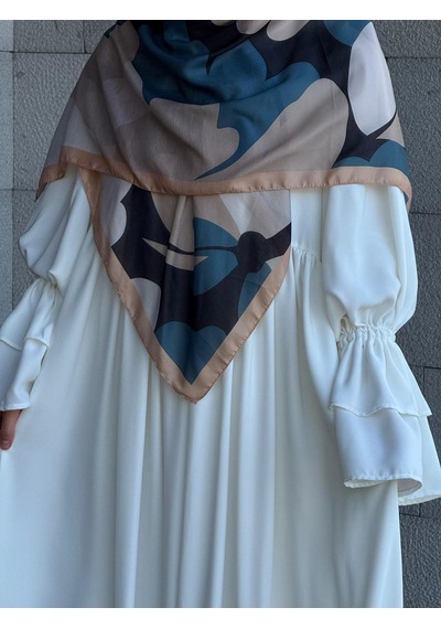 Qalortex Scarf Pamuklu Vera Desen Eşarp-petrol