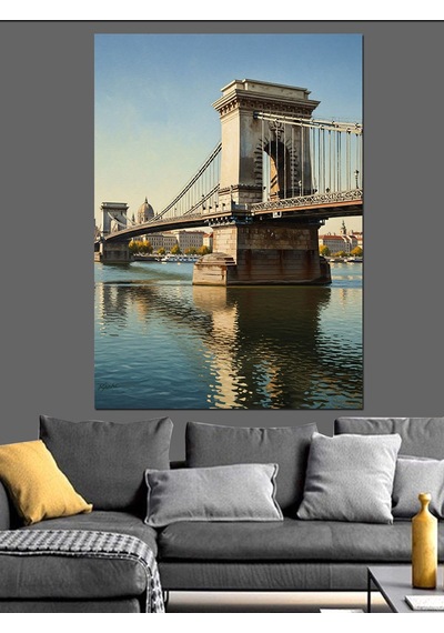 Nehir Üzerinde Tarihi Taş Köprü Dekoratif Kanvas - Mdf Ahşap Tablo