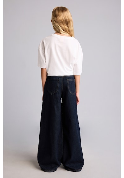 Defacto 90s Wide Leg Düğmeli Jean Pantolon Kız Çocuk H6248a826aunm34 Mavi-nm34