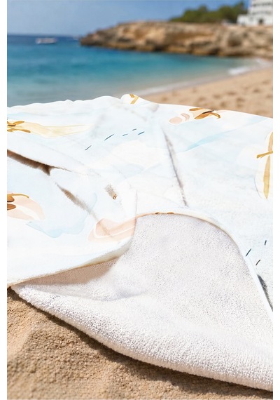 Sörf Temalı Mavi Plaj Havlusu - Modern Akdeniz Stil Havuz Deniz Hızlı Kuruyan Mikrofiber Havlu Örtü Sedef Leylak