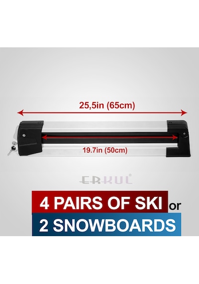 Erkul Altılı Kilitli Araç Üstü Kayak ve Snowboard Taşıyıcı Gri