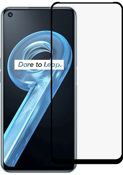 Realme 9i Tam Kaplayan Çerçeveli Cam Koruyucu - Siyah Al3276