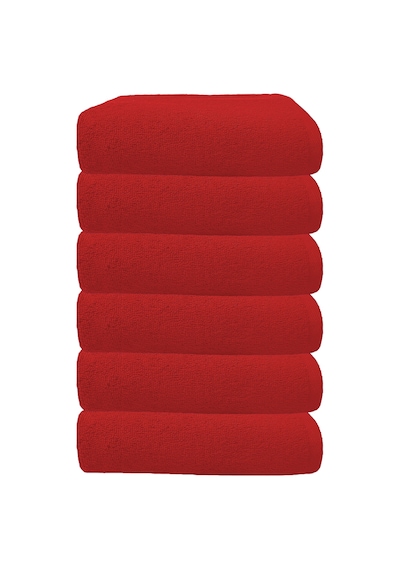 6 Lı Premium %100 Pamuklu Kuaför & Berber Saç Havlusu 50x90 Cm Kırmızı
