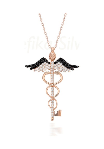 Kuyumcudukkani "tıp Sembolu"taşlı Kolye-20654-r-mıx Rose Gold
