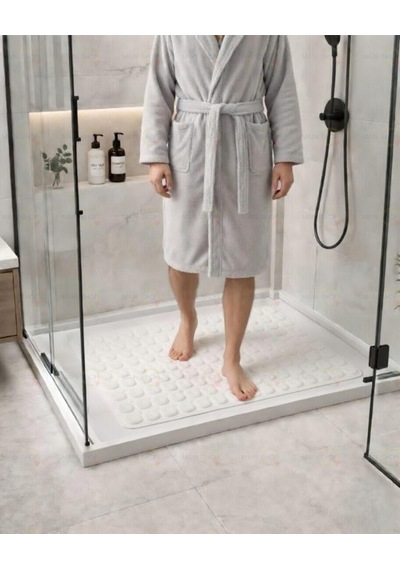 Mainshop Kaydırmaz Taban Masajlı Duşa Kabin Ve Banyo Paspası-banyo Küvet Içi Paspas Beyaz Renk M-150