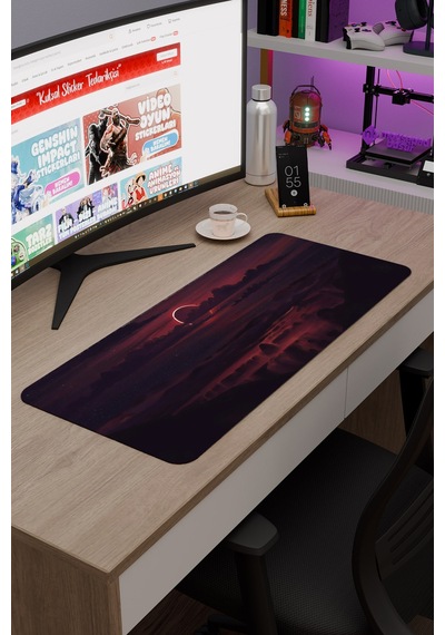 Dijital Gökyüzü Bulut Gün Batımı V4 70x30 Xl Gaming Kauçuk Kaymaz Taban Mouse Pad Fare Altlığı