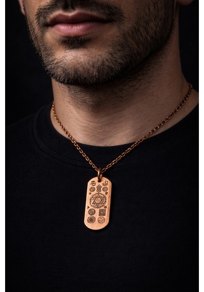 Erkek Bakır Kolye Koruma Zırh Duası Yazılı Dog Tag Model Saf Bakır Kolye Zincir Diğer