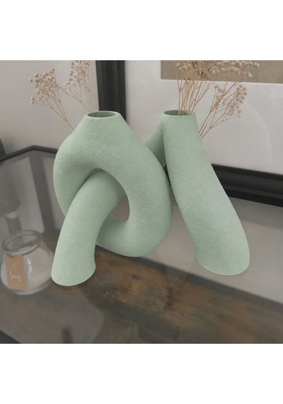 3d Baskı Interlocking Vazo - İç İçe Geçen Dekoratif Vazo-mint Çok Renkli