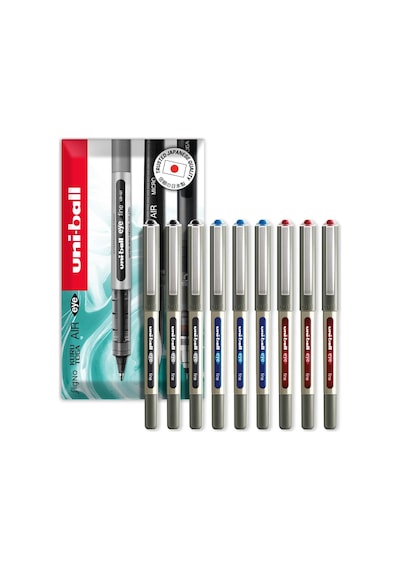 Uni-ball Eye - Ub-157 Rollerball Kalemleri - 0,7 Mm Uç - Siyah, Mavi, Kırmızı - 9'lu Paket Genel