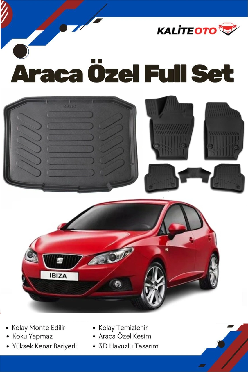 Seat İbiza Hatchback 2011 Model Yumuşak Paspas+bagaj Havuzu Seti