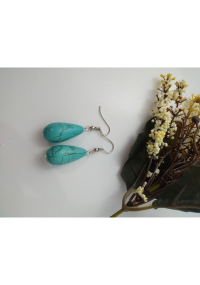 Balıkhediyelikfoto Turkuaz Firuze Taşli Küpe / Doğaltaş Sallantili Küpe N11.97710 Çok Renkli