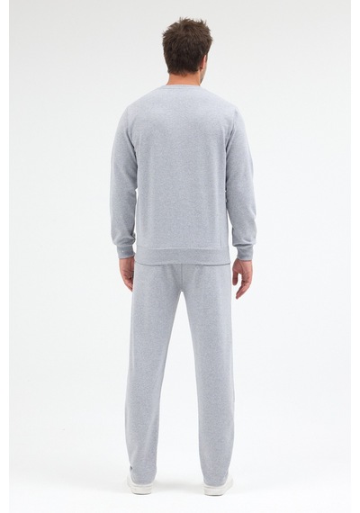 Mmetalic Gri Relaxed Fit Bisiklet Yaka Sweatshirt Düz Paça Erkek Eşofman Takımı