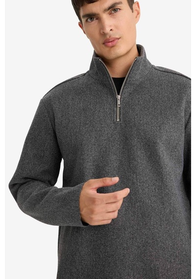 Defacto Regular Fit Yarım Fermuarlı Sweatshirt E9626ax25auar163 Antrasit-ar163