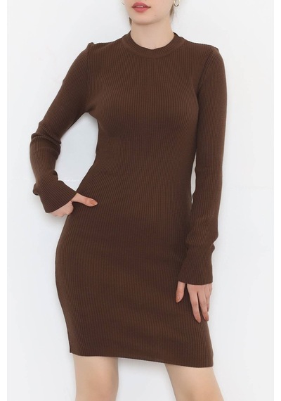 Bensu Store - Bisiklet Yaka Triko Elbise Kahve - 571.1612. 001