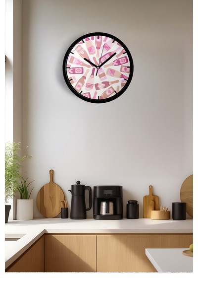 Modern Duvar Saati - 25cm - Önü Camlı Siyah Kasa - Sessiz Mekanizma-jh0169 Siyah